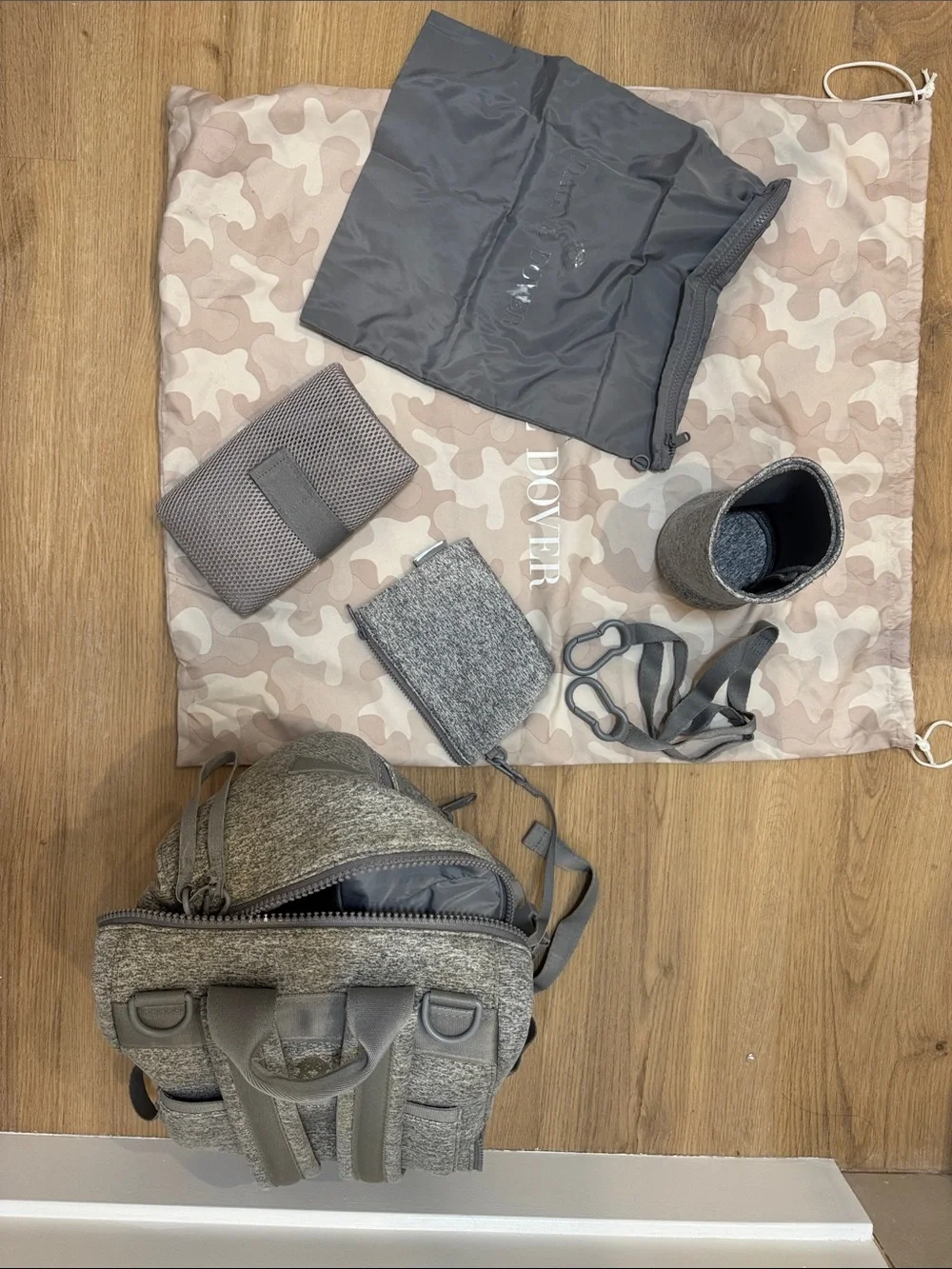 Dagne Dover Heather Gray Roll-Top diaper backpack